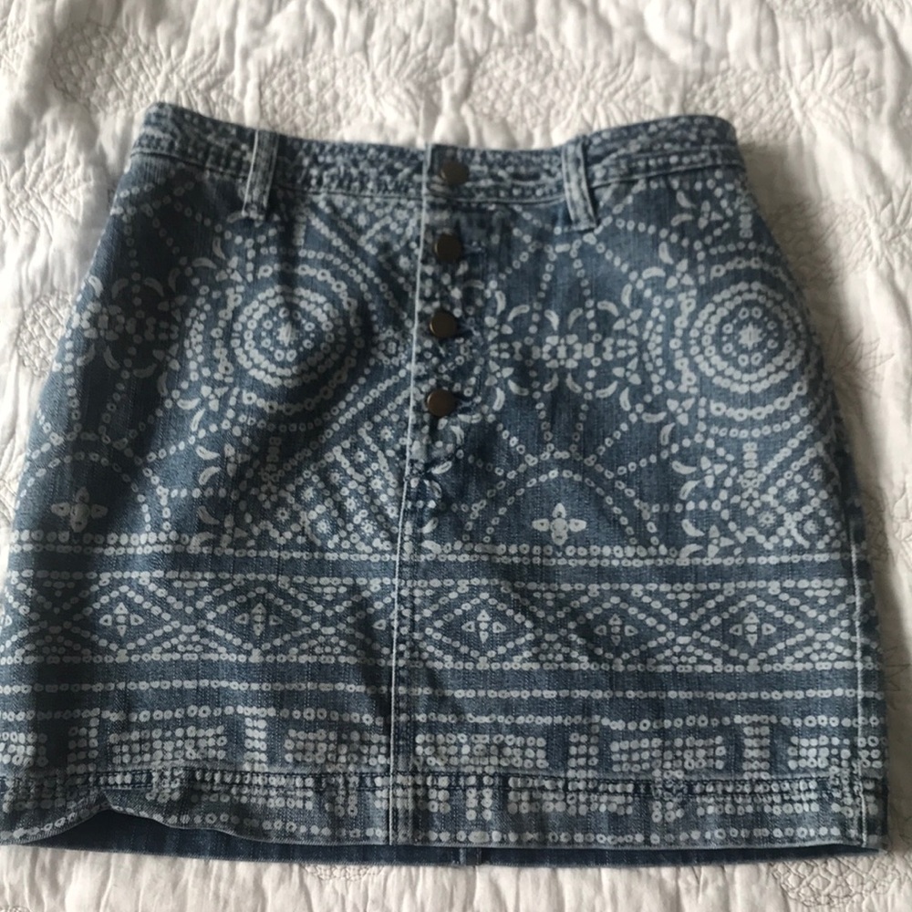 Free People batik print denim skirt